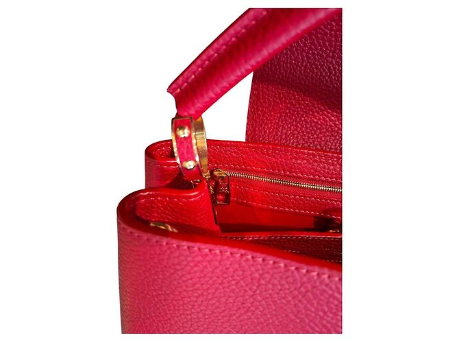 Louis Vuitton Capucines Borsa in Pelle Taurillon Rossa Rosso - vista 6