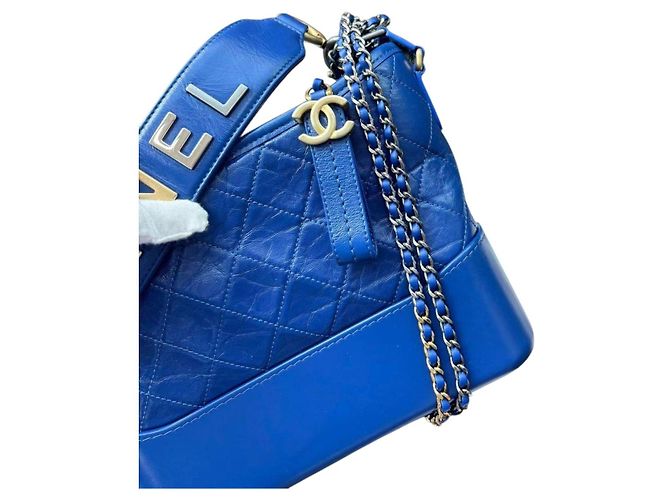 Chanel Gabrielle Borsa a Tracolla in Pelle Blu - vista 10