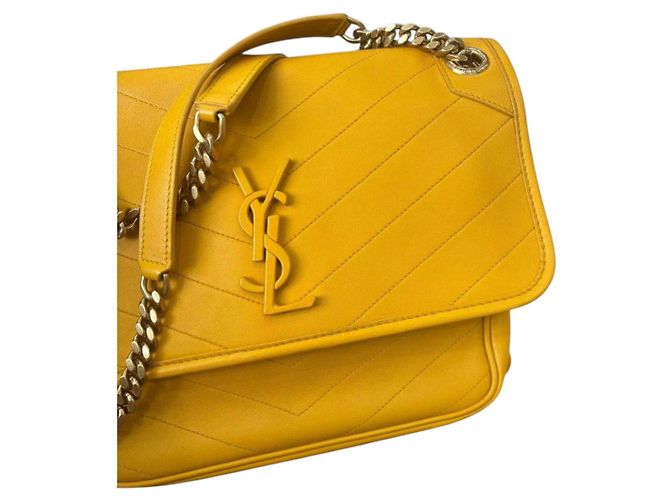 Saint Laurent Borsa a Tracolla in Pelle Gialla Giallo - vista 10