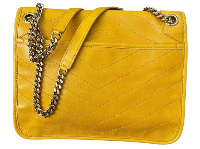 Saint Laurent Borsa a Tracolla in Pelle Gialla Giallo - vista 4