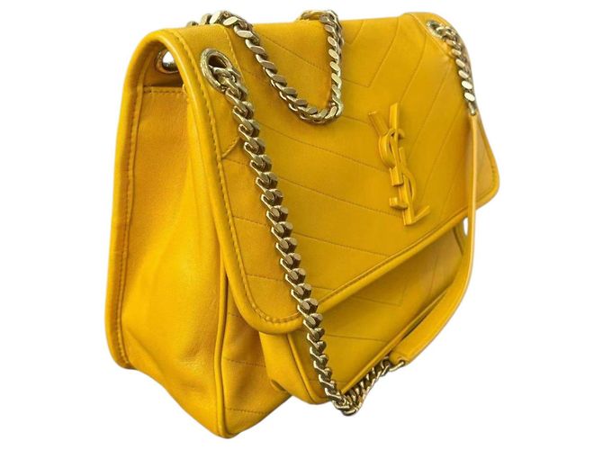 Saint Laurent Borsa a Tracolla in Pelle Gialla Giallo - vista 8