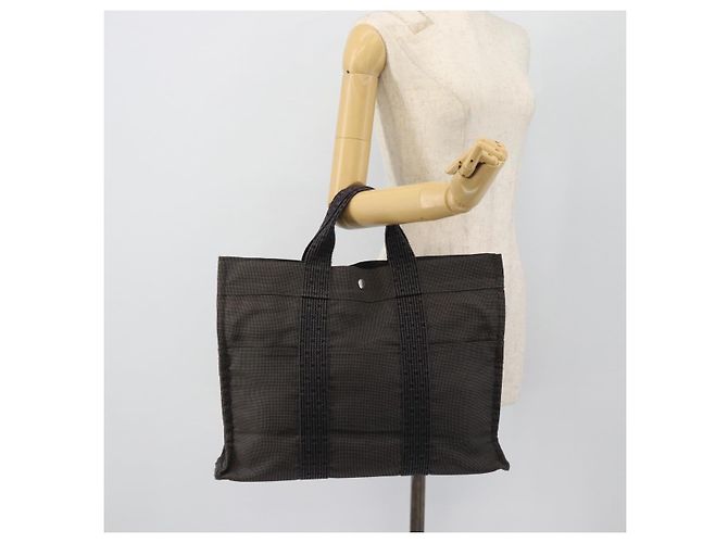 Hermès HERMES Her Line MM Handtasche Canvas Grau Silber Authentisch 181392 Braun - Ansicht 20