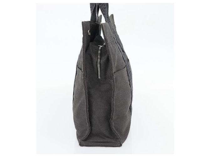Hermès HERMES Her Line MM Handtasche Canvas Grau Silber Authentisch 181392 Braun - Ansicht 4