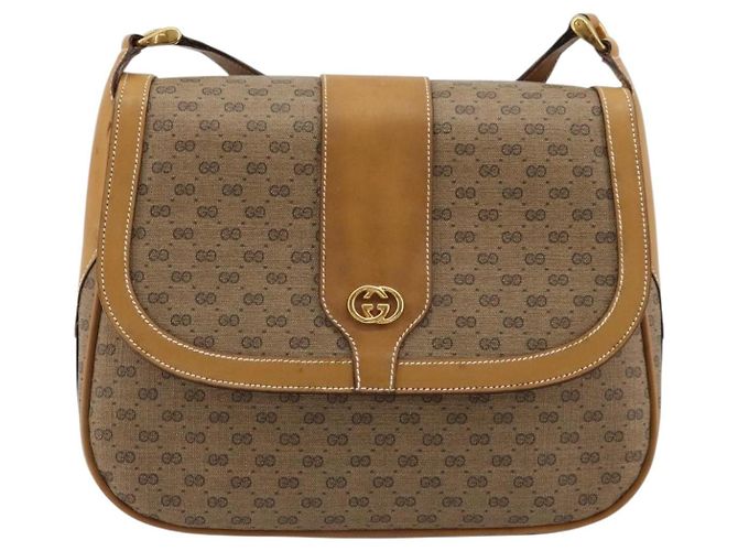Borsa a tracolla GUCCI Micro GG Supreme PVC Beige Oro 001 261 4425 Auth ka4363 D'oro - vista 13