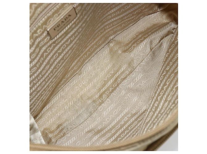 PRADA Schultertasche Nylon Beige Silber Auth 181130 - Ansicht 11