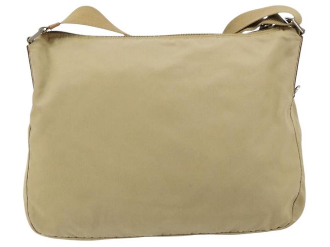 PRADA Schultertasche Nylon Beige Silber Auth 181130 - Ansicht 2