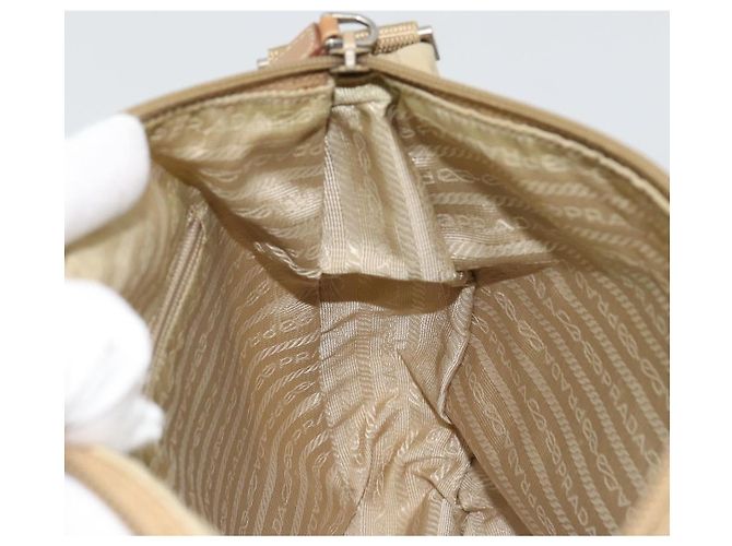 PRADA Schultertasche Nylon Beige Silber Auth 181130 - Ansicht 20
