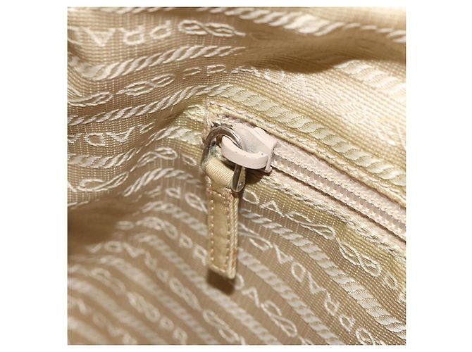 PRADA Schultertasche Nylon Beige Silber Auth 181130 - Ansicht 22