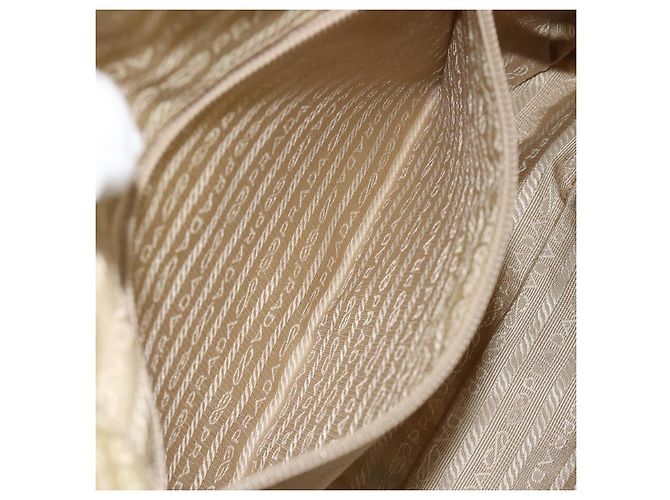 PRADA Schultertasche Nylon Beige Silber Auth 181130 - Ansicht 23