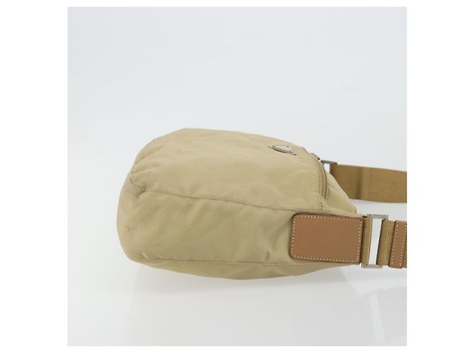 PRADA Schultertasche Nylon Beige Silber Auth 181130 - Ansicht 3