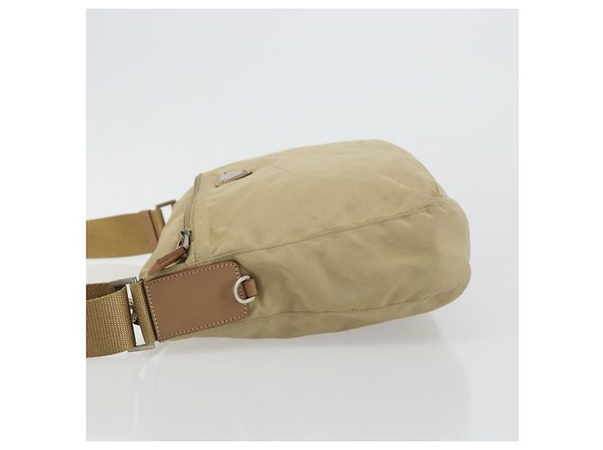 PRADA Schultertasche Nylon Beige Silber Auth 181130 - Ansicht 4