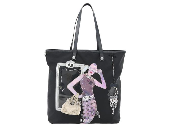 PRADA Bijoux Tote Bag Nylon Schwarz Silber Authentisch ka4445A - Ansicht 13