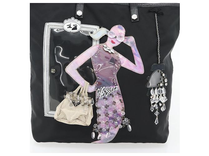 PRADA Bijoux Tote Bag Nylon Schwarz Silber Authentisch ka4445A - Ansicht 17