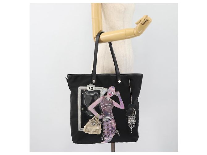 PRADA Bijoux Tote Bag Nylon Schwarz Silber Authentisch ka4445A - Ansicht 22