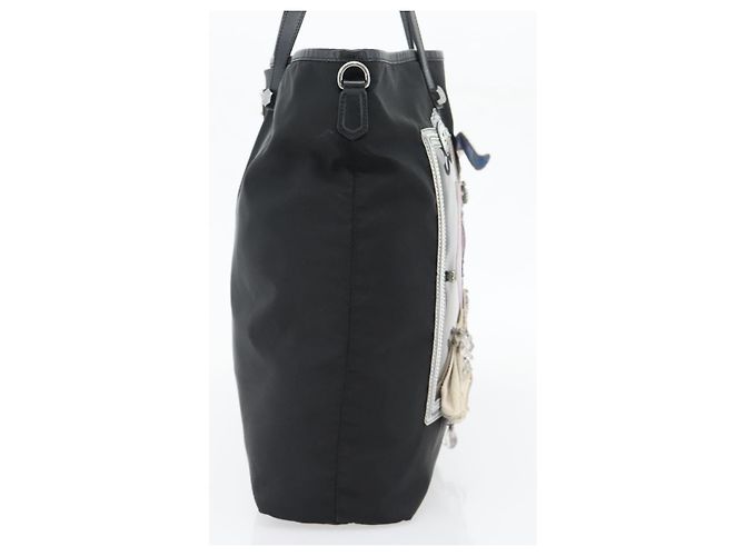 PRADA Bijoux Tote Bag Nylon Schwarz Silber Authentisch ka4445A - Ansicht 3