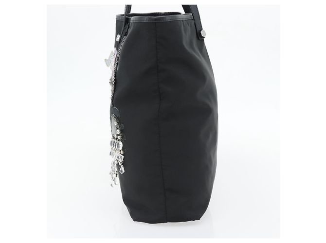 PRADA Bijoux Tote Bag Nylon Schwarz Silber Authentisch ka4445A - Ansicht 4