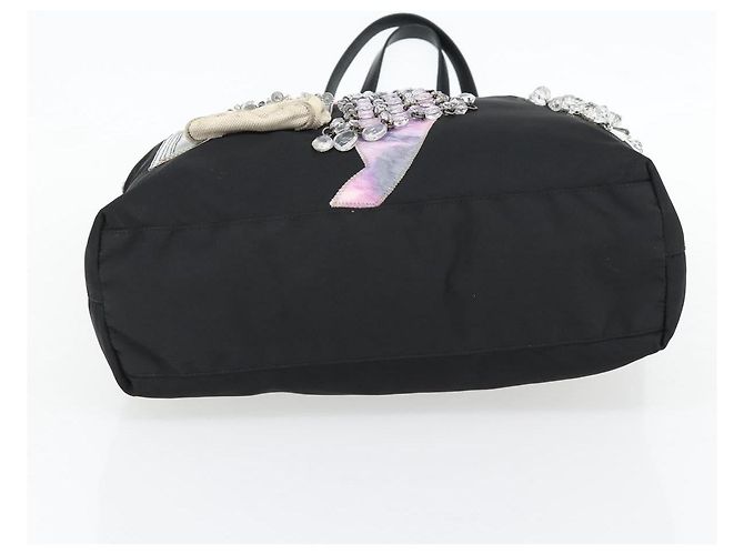 PRADA Bijoux Tote Bag Nylon Schwarz Silber Authentisch ka4445A - Ansicht 5