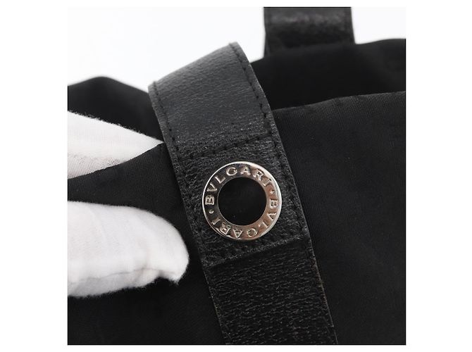 Bulgari BVLGARI Logo Mania Canvas Tote Bag Schwarz Silber Auth BA12918 - Ansicht 10