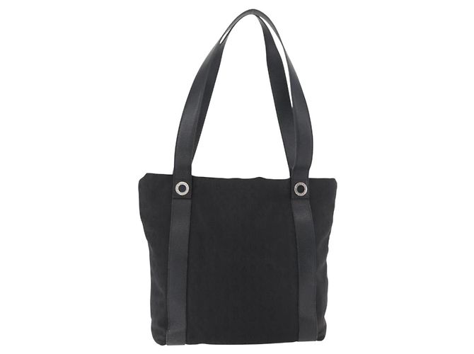 Bulgari BVLGARI Logo Mania Canvas Tote Bag Schwarz Silber Auth BA12918 - Ansicht 13