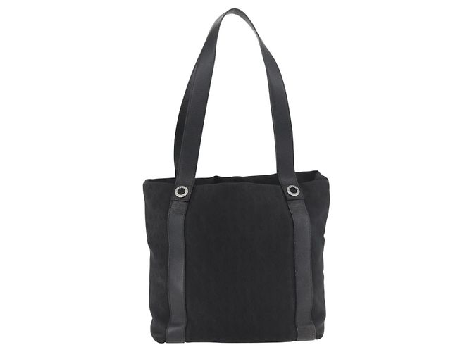 Bulgari BVLGARI Logo Mania Canvas Tote Bag Schwarz Silber Auth BA12918 - Ansicht 2