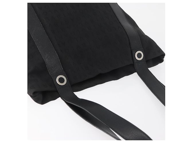 Bulgari BVLGARI Logo Mania Canvas Tote Bag Schwarz Silber Auth BA12918 - Ansicht 6