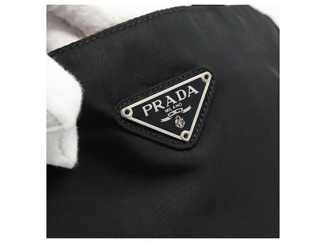 PRADA Handtasche Nylon Schwarz Silber Auth 181329 - Ansicht 17