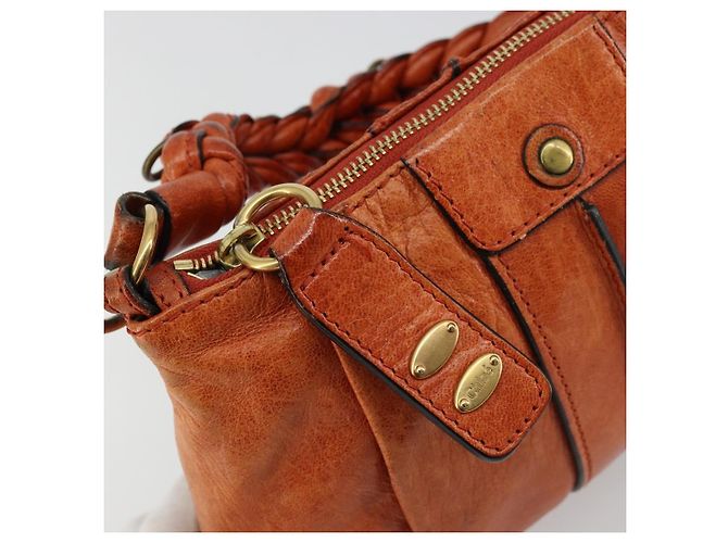 Chloé Borsa Chloe Eloise in Pelle Arancione Oro Auth bs35145 D'oro - vista 10