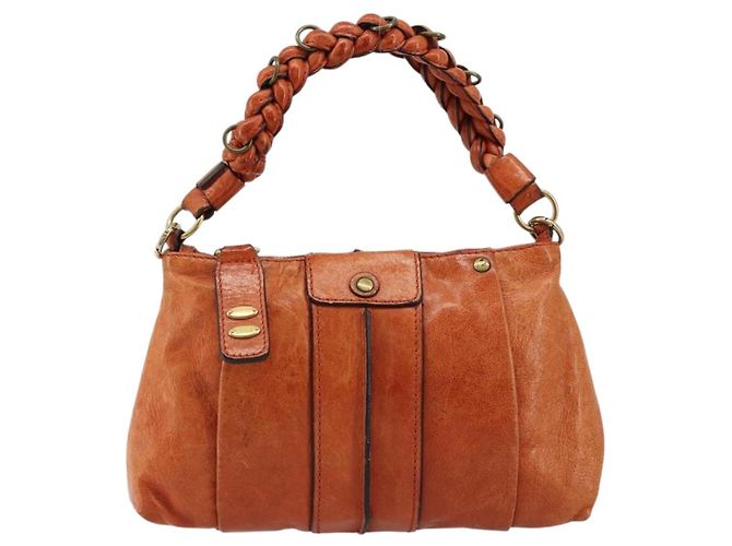 Chloé Borsa Chloe Eloise in Pelle Arancione Oro Auth bs35145 D'oro - vista 13