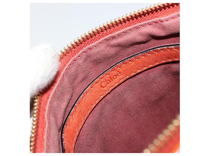 Chloé Borsa Chloe Eloise in Pelle Arancione Oro Auth bs35145 D'oro - vista 17