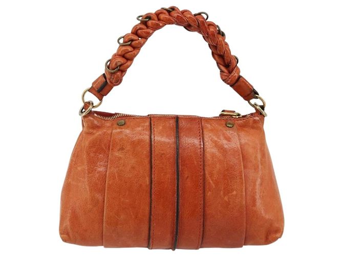 Chloé Borsa Chloe Eloise in Pelle Arancione Oro Auth bs35145 D'oro - vista 2