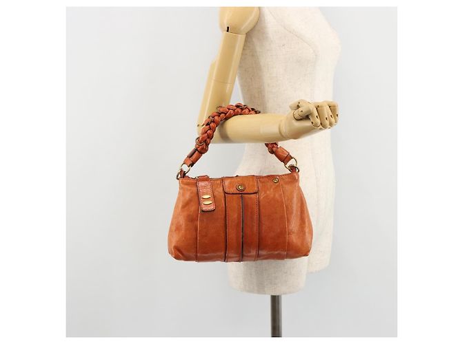Chloé Borsa Chloe Eloise in Pelle Arancione Oro Auth bs35145 D'oro - vista 21