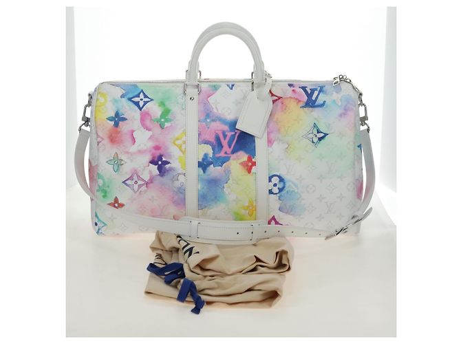 LOUIS VUITTON Borsa Keepall Bandouliere 50 Watercolor M45758 LV Auth 180337SAM Multicolore Monogramma - vista 12
