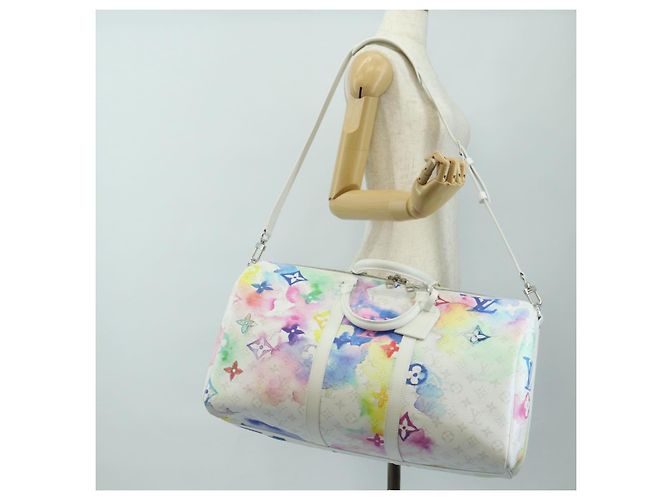 LOUIS VUITTON Borsa Keepall Bandouliere 50 Watercolor M45758 LV Auth 180337SAM Multicolore Monogramma - vista 28