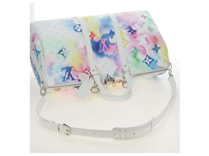LOUIS VUITTON Borsa Keepall Bandouliere 50 Watercolor M45758 LV Auth 180337SAM Multicolore Monogramma - vista 8