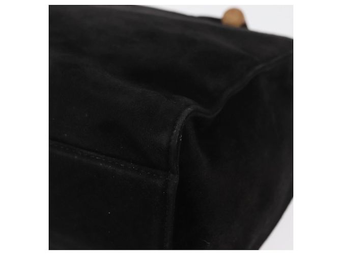 Borsa a mano PRADA con manico in legno in scamosciato nero e oro Auth BA12770 D'oro - vista 14