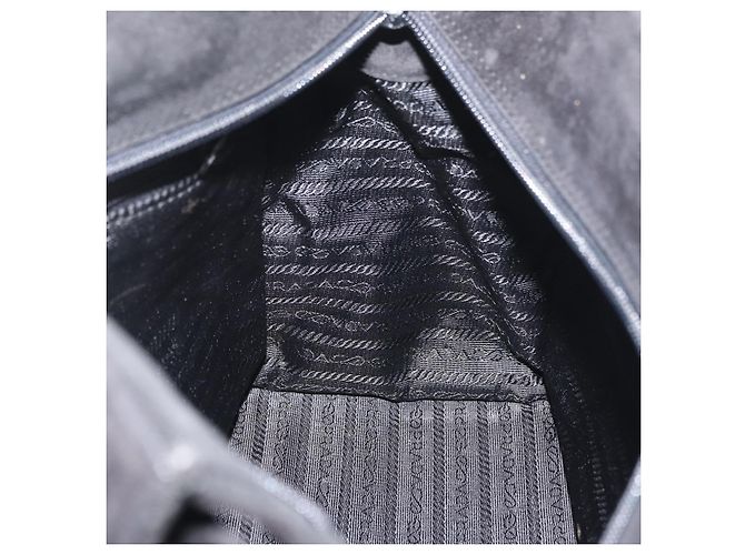 Borsa a mano PRADA con manico in legno in scamosciato nero e oro Auth BA12770 D'oro - vista 18