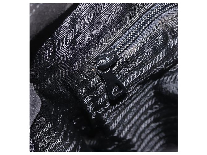 Borsa a mano PRADA con manico in legno in scamosciato nero e oro Auth BA12770 D'oro - vista 20
