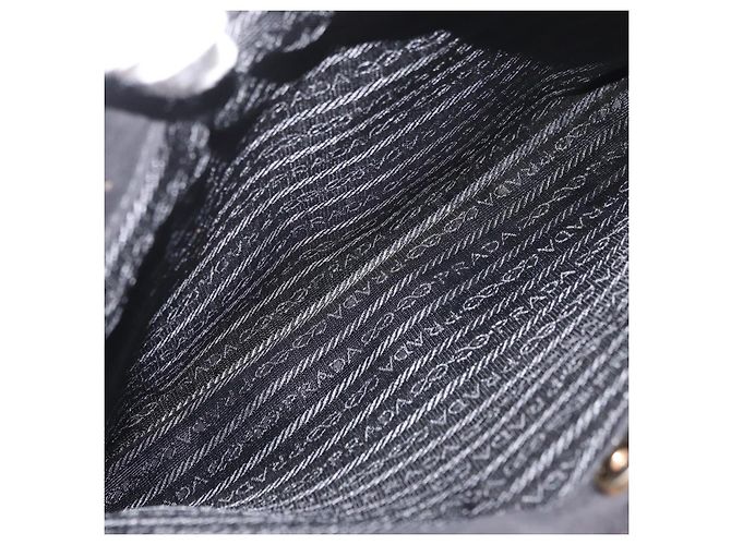 Borsa a mano PRADA con manico in legno in scamosciato nero e oro Auth BA12770 D'oro - vista 22
