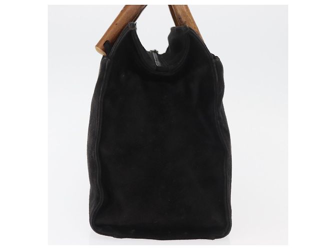 Borsa a mano PRADA con manico in legno in scamosciato nero e oro Auth BA12770 D'oro - vista 3