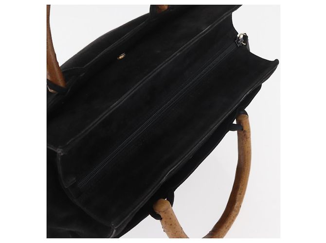 Borsa a mano PRADA con manico in legno in scamosciato nero e oro Auth BA12770 D'oro - vista 6
