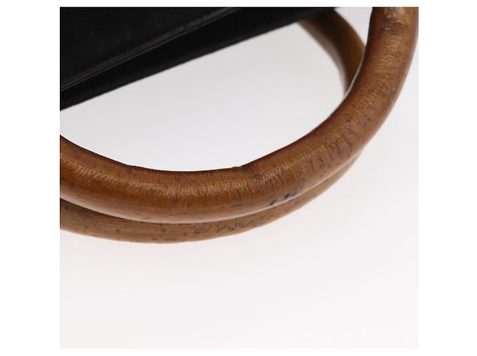 Borsa a mano PRADA con manico in legno in scamosciato nero e oro Auth BA12770 D'oro - vista 7