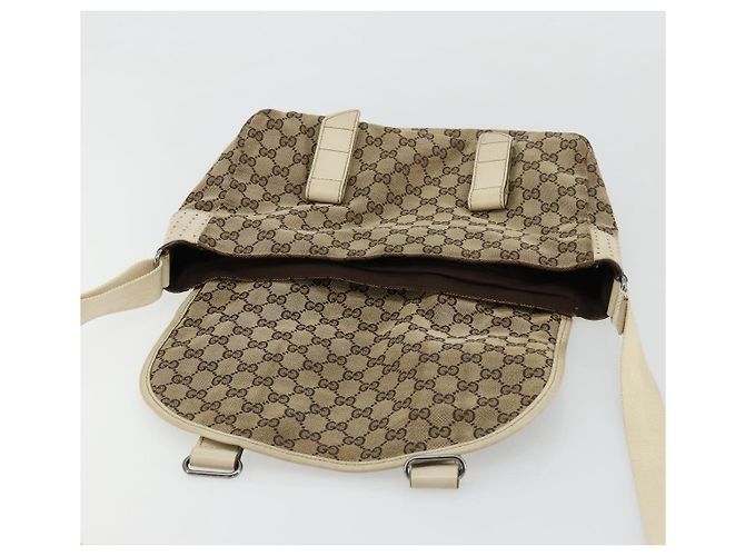 Borsa a Spalla GUCCI GG Canvas Beige Argento 145859 Auth 181188 - vista 10