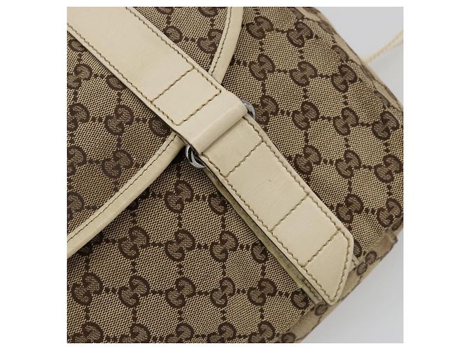 Borsa a Spalla GUCCI GG Canvas Beige Argento 145859 Auth 181188 - vista 17