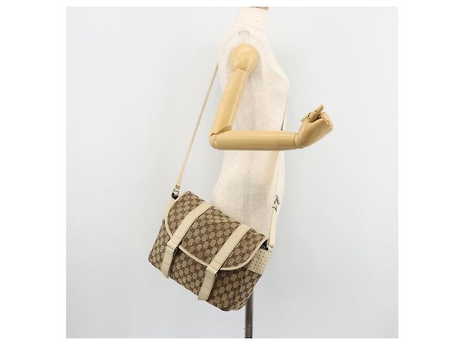 Borsa a Spalla GUCCI GG Canvas Beige Argento 145859 Auth 181188 - vista 23
