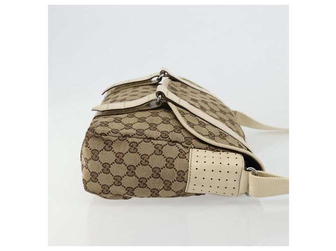 Borsa a Spalla GUCCI GG Canvas Beige Argento 145859 Auth 181188 - vista 3