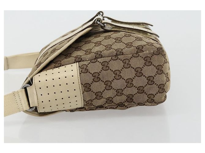 Borsa a Spalla GUCCI GG Canvas Beige Argento 145859 Auth 181188 - vista 4