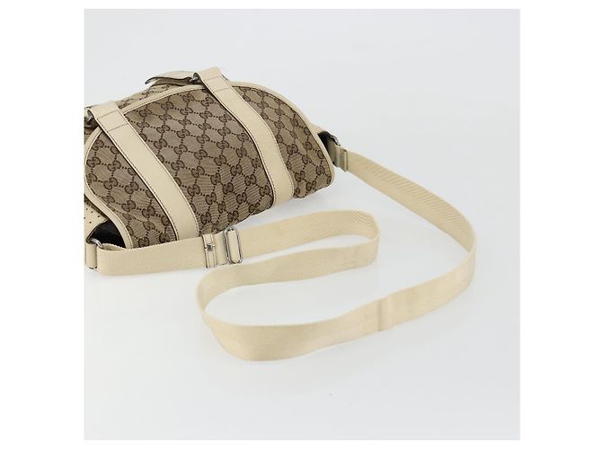Borsa a Spalla GUCCI GG Canvas Beige Argento 145859 Auth 181188 - vista 7