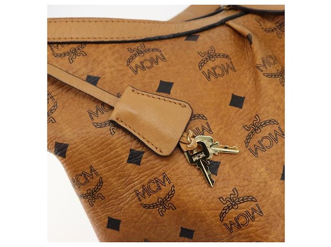 Borsa a tracolla MCM Vicetos Logogram PVC Marrone Oro Auth 179374A D'oro - vista 10