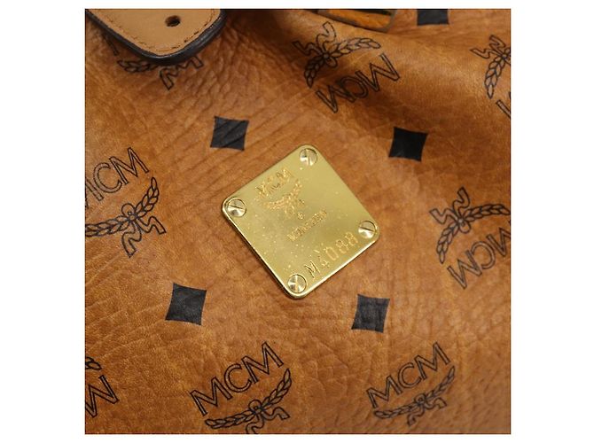 Borsa a tracolla MCM Vicetos Logogram PVC Marrone Oro Auth 179374A D'oro - vista 12