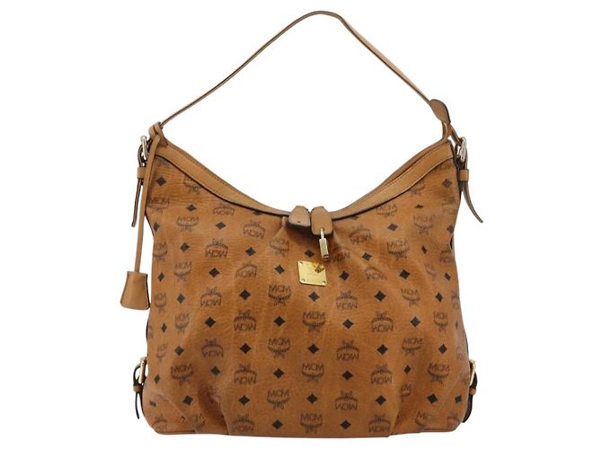 Borsa a tracolla MCM Vicetos Logogram PVC Marrone Oro Auth 179374A D'oro - vista 13